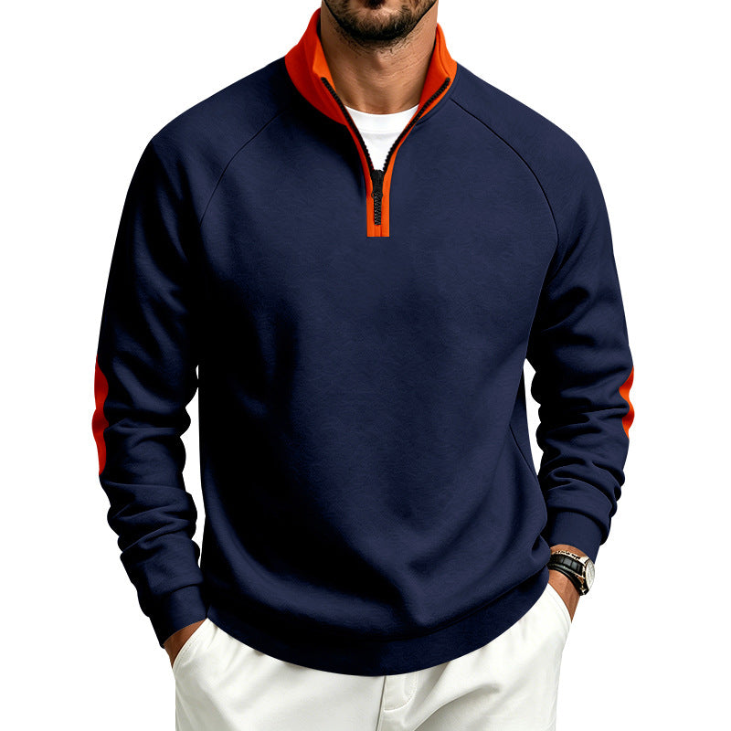 Herren Halbzip-Pullover mit Stehkragen und Ellbogen-Patches Echoarchiv