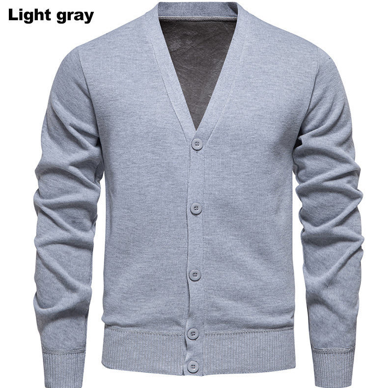 Herren kuschelige Strickjacke mit V-Ausschnitt und Knopfleiste Echoarchiv