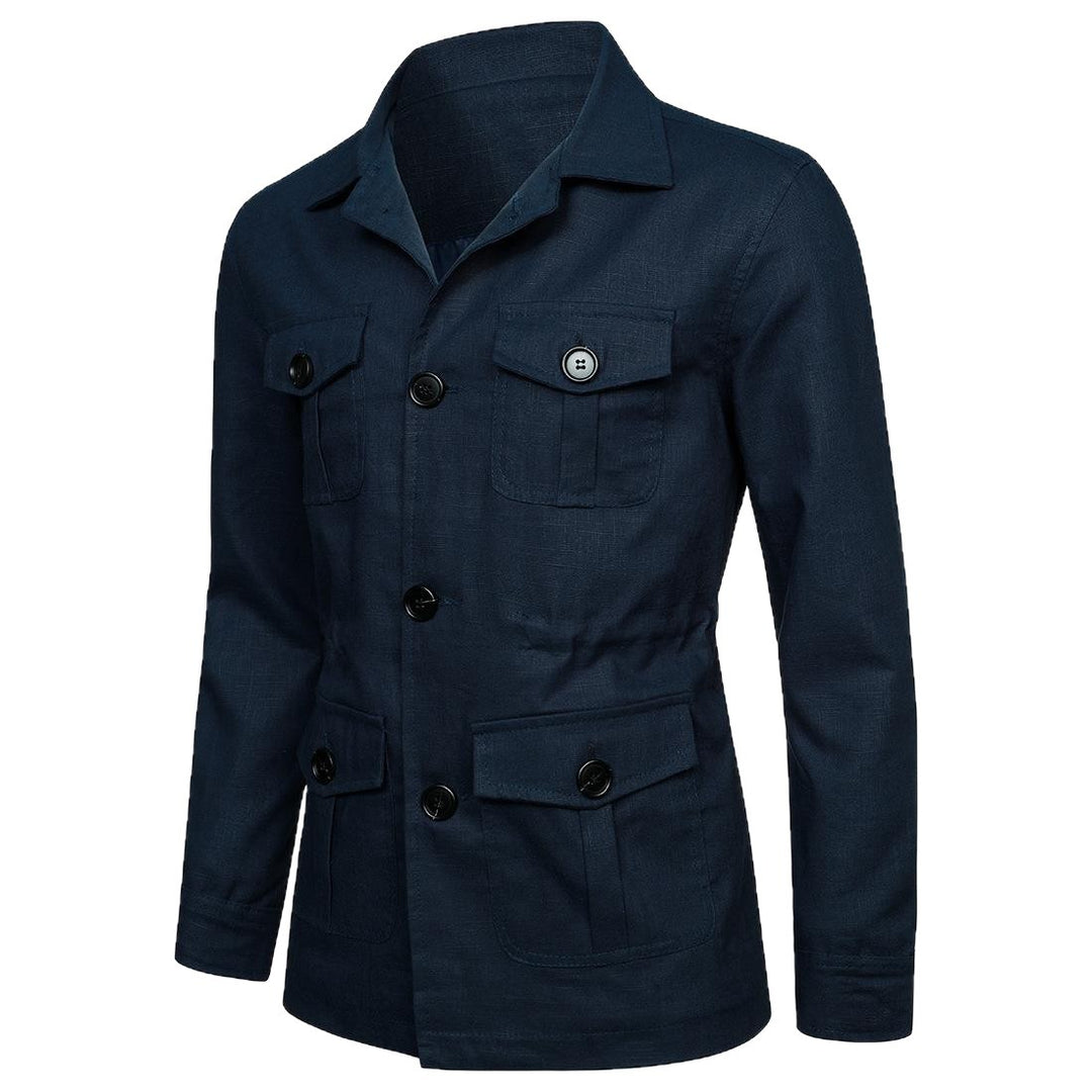 Herren nan Utility-Jacke aus Leinen mit vier aufgesetzten Taschen und taillierter Silhouette Echo Archiv