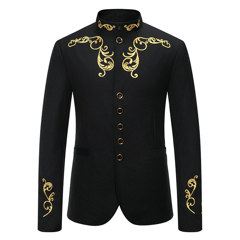 Herren eleganter Blazer mit kunstvoller goldener Stickerei Echoarchiv