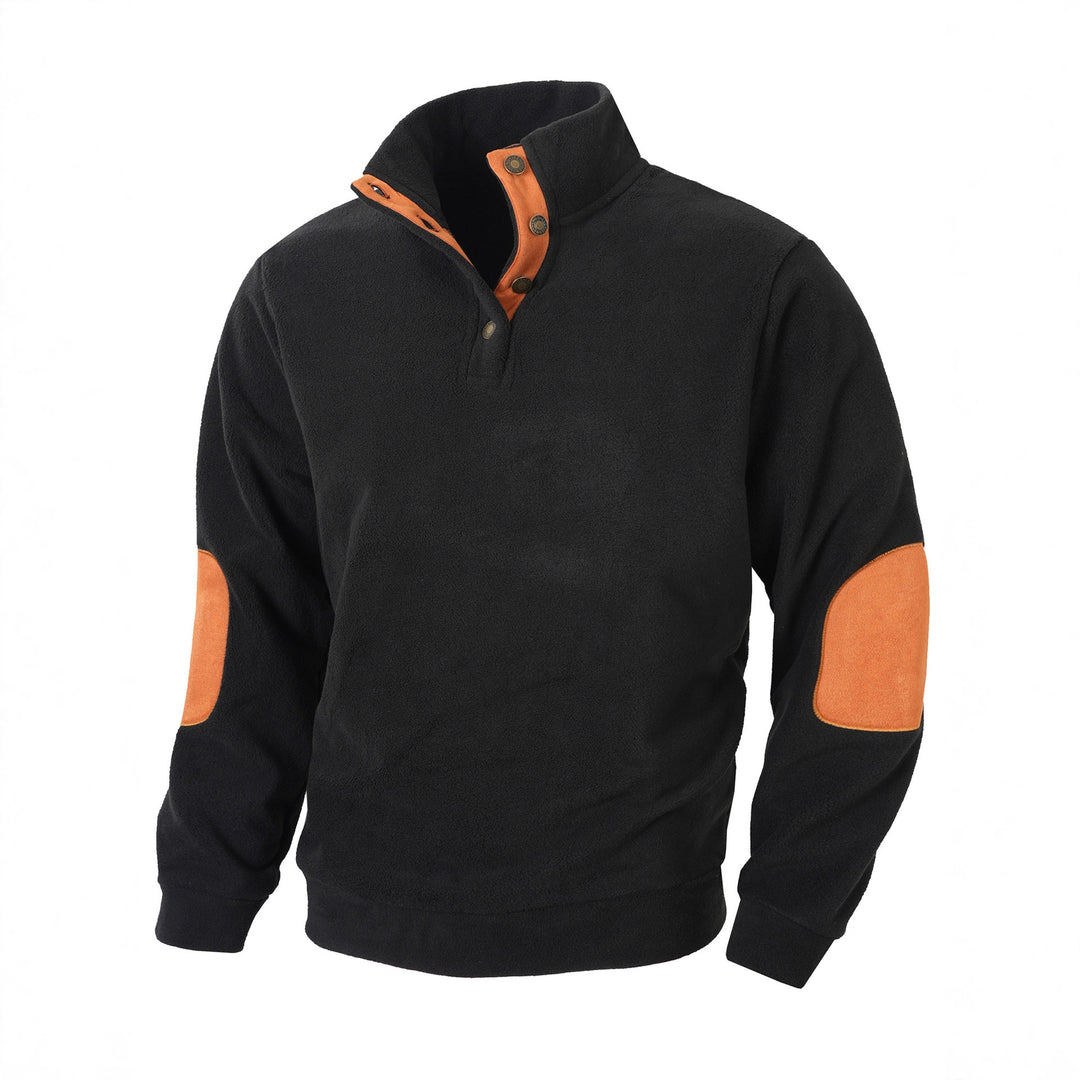 Herren Fleece Pullover mit modischem Stehkragen und Kontrastdetails Echoarchiv