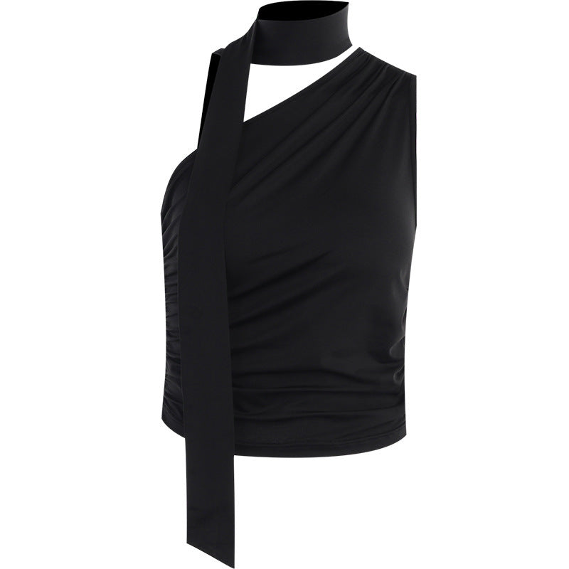 Damen asymmetrisches Top mit bindbaren Schlaufen und Raffung Echo Archiv
