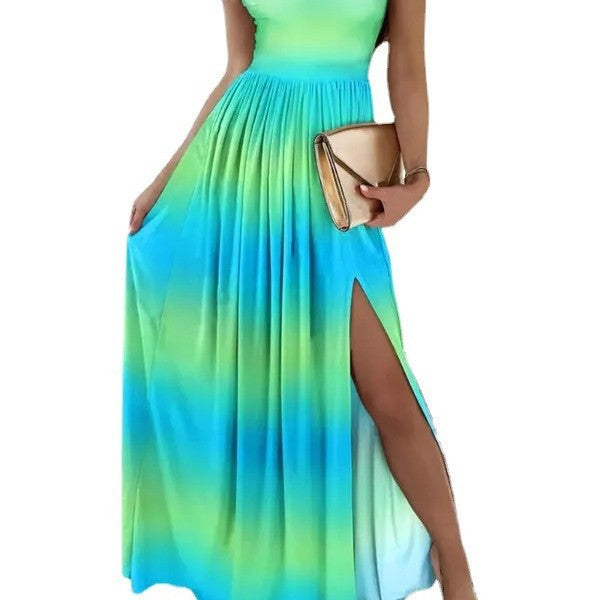 Damen Maxikleid mit charmantem Ausschnitt und asymmetrischem Schlitz – Valéora