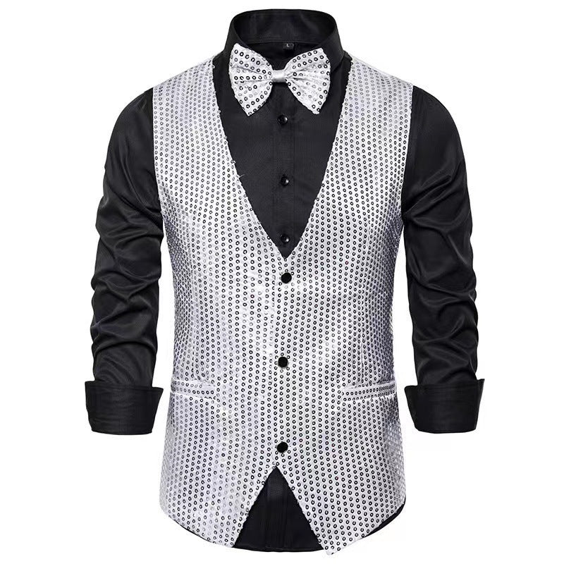 Herren eleganter Anzug mit glitzernden Pailletten und idealem Slim-Fit Echoarchiv