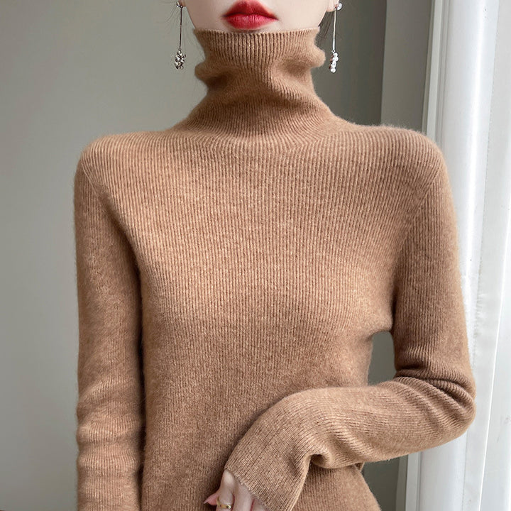 Damen Schmal geschnittener Feinstrick-Rollkragenpullover mit extrafeinem Flauschfinish Echoarchiv