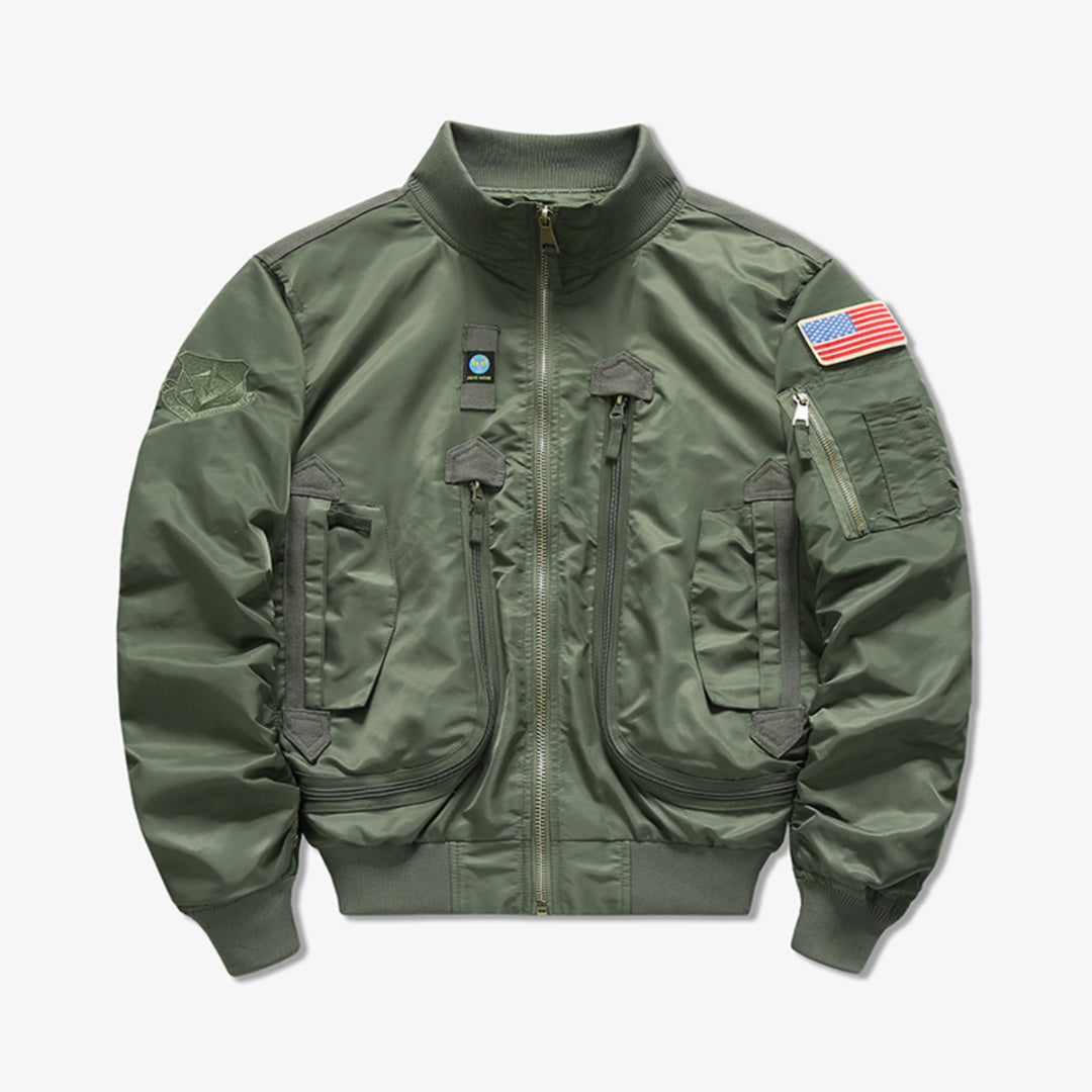 Herren Flieger-Bomberjacke im Militärstil mit Multifunktions-Taschen Echo Archiv