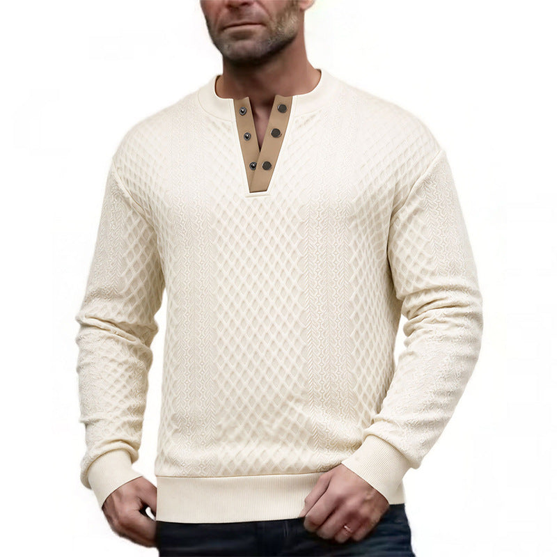 Herren Elegantes Strukturpullover mit Knopfleiste Echo Archiv