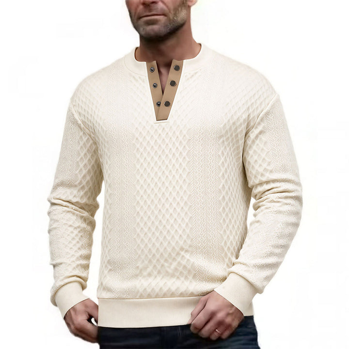 Herren Elegantes Strukturpullover mit Knopfleiste Echo Archiv