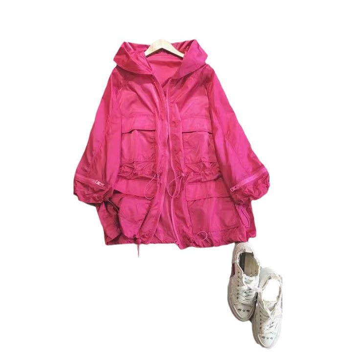 Damen Modische Übergangsjacke mit Kapuze und praktischen Taschen Echoarchiv