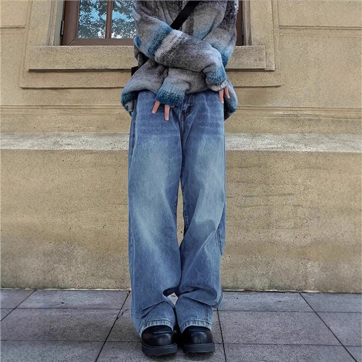 Damen weite Baggy-Jeans im Vintage-Waschung-Look mit tiefem Schritt Echo Archiv