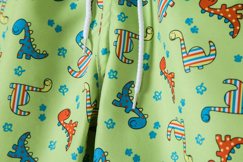 Herren Badeshorts mit verspieltem Dinosaurier-Motiv und elastischem Bund Echoarchiv