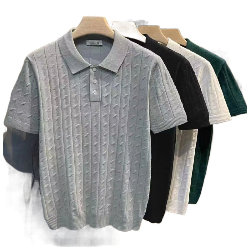 Herren Elegantes Kurzarm-Polohemd mit strukturiertem Design Echo Archiv
