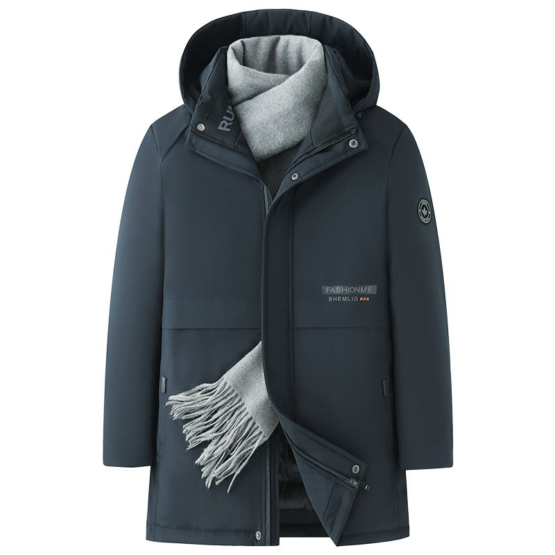 Herren mittellanger Thermoparka mit Kapuze, wind- und wasserabweisender Performance-Außenhülle – Marzano
