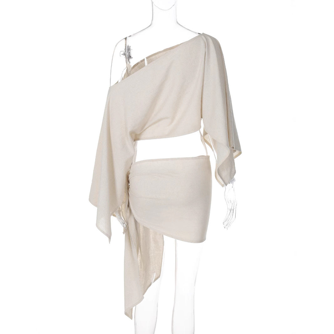Damen Wickeloberteil mit asymmetrischem Schnitt und eleganten Ärmeln Echo Archiv