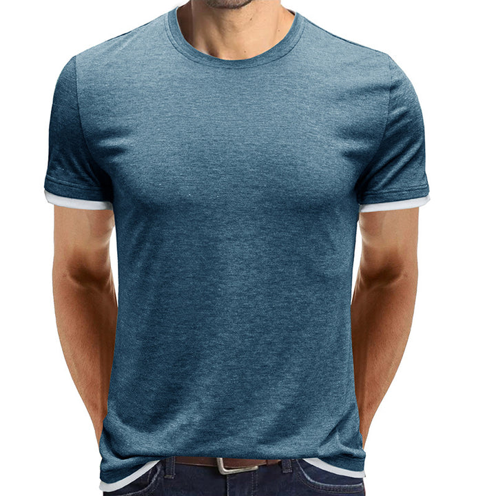 Herren atmungsaktives Rundhals-T-Shirt mit kontrastierenden Ärmeln Echoarchiv