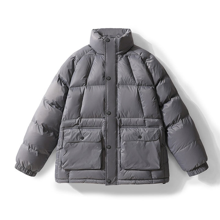 Herren Wattierte Steppjacke mit hohem Stehkragen, Druckknopfblende & großen Pattentaschen Echoarchiv