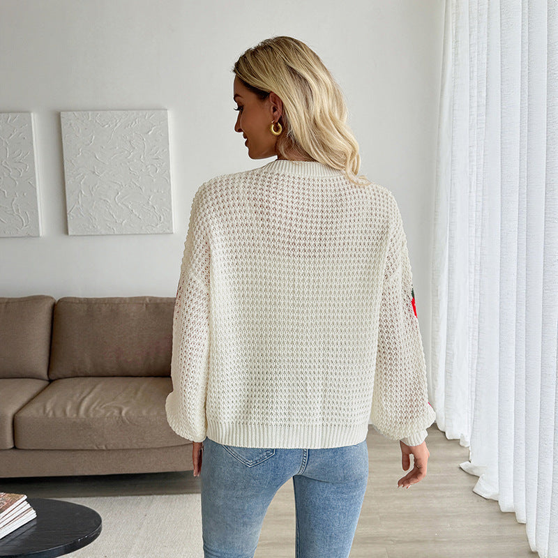 Damen Süßer Strickcardigan mit Erdbeer-Motiv Echo Archiv