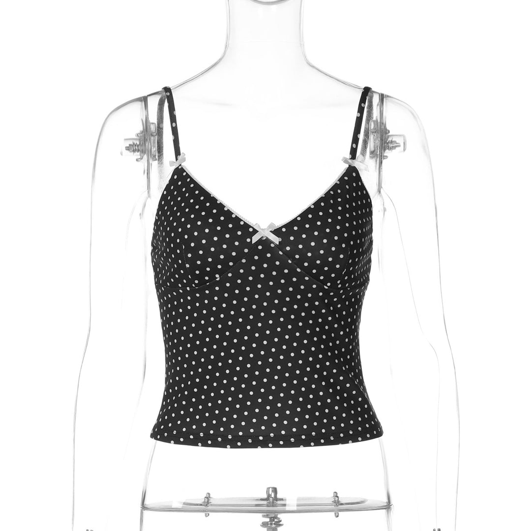 Damen Trägertop mit verspieltem Punktedesign und zarten Schleifen Echo Archiv