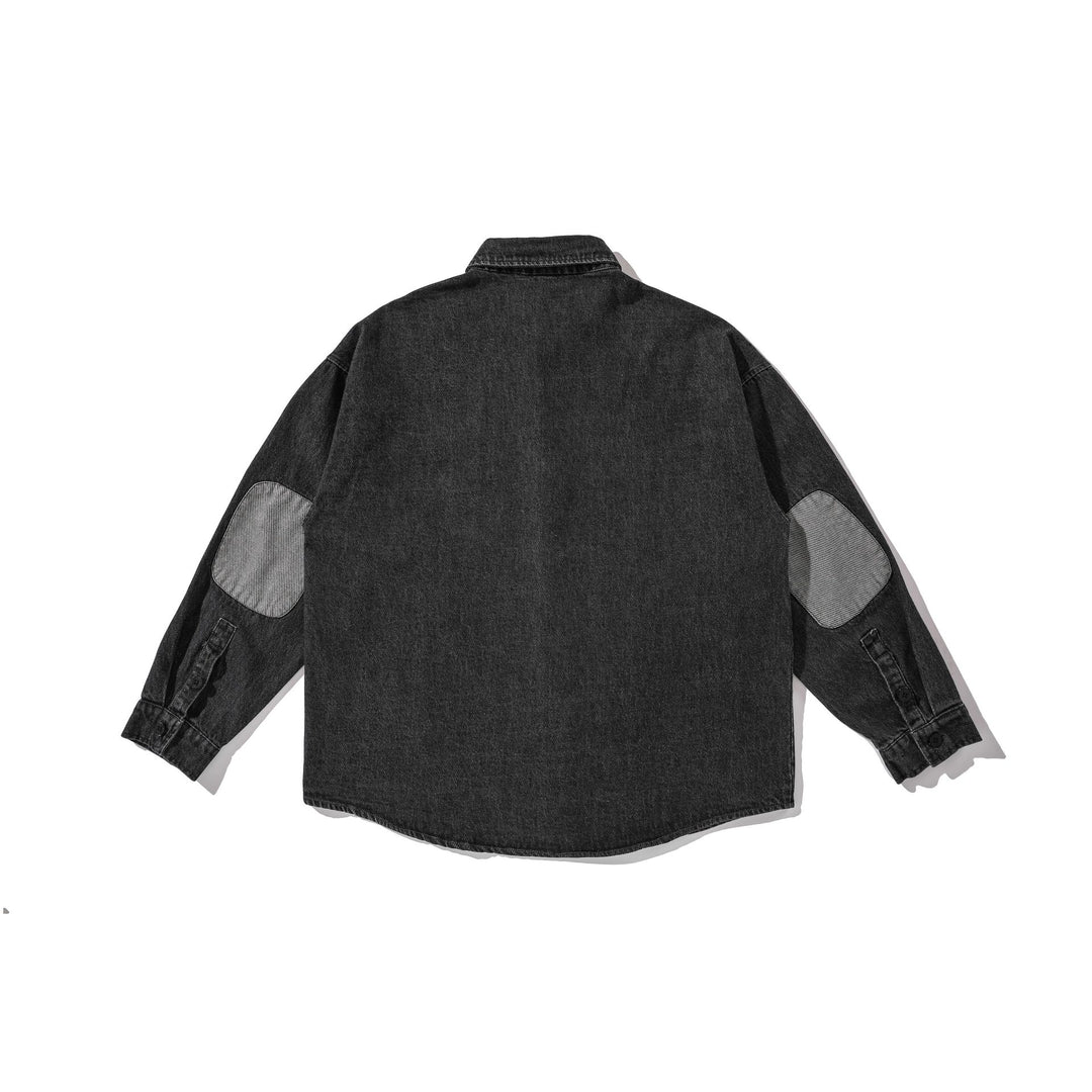 Herren Overshirt aus gewaschenem Denim mit abgerundetem Saum Echoarchiv