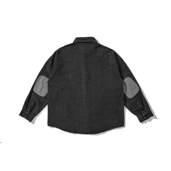 Herren Overshirt aus gewaschenem Denim mit abgerundetem Saum Echoarchiv