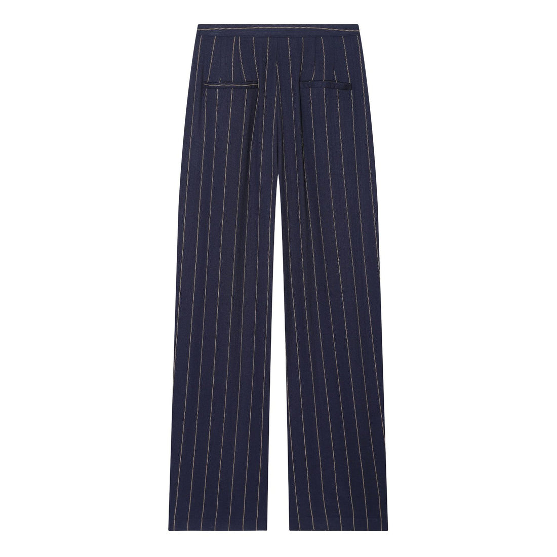 Damen weite Palazzohose mit hoher Taille, Bundfalte und feinem Nadelstreifen-Design – Avélisse