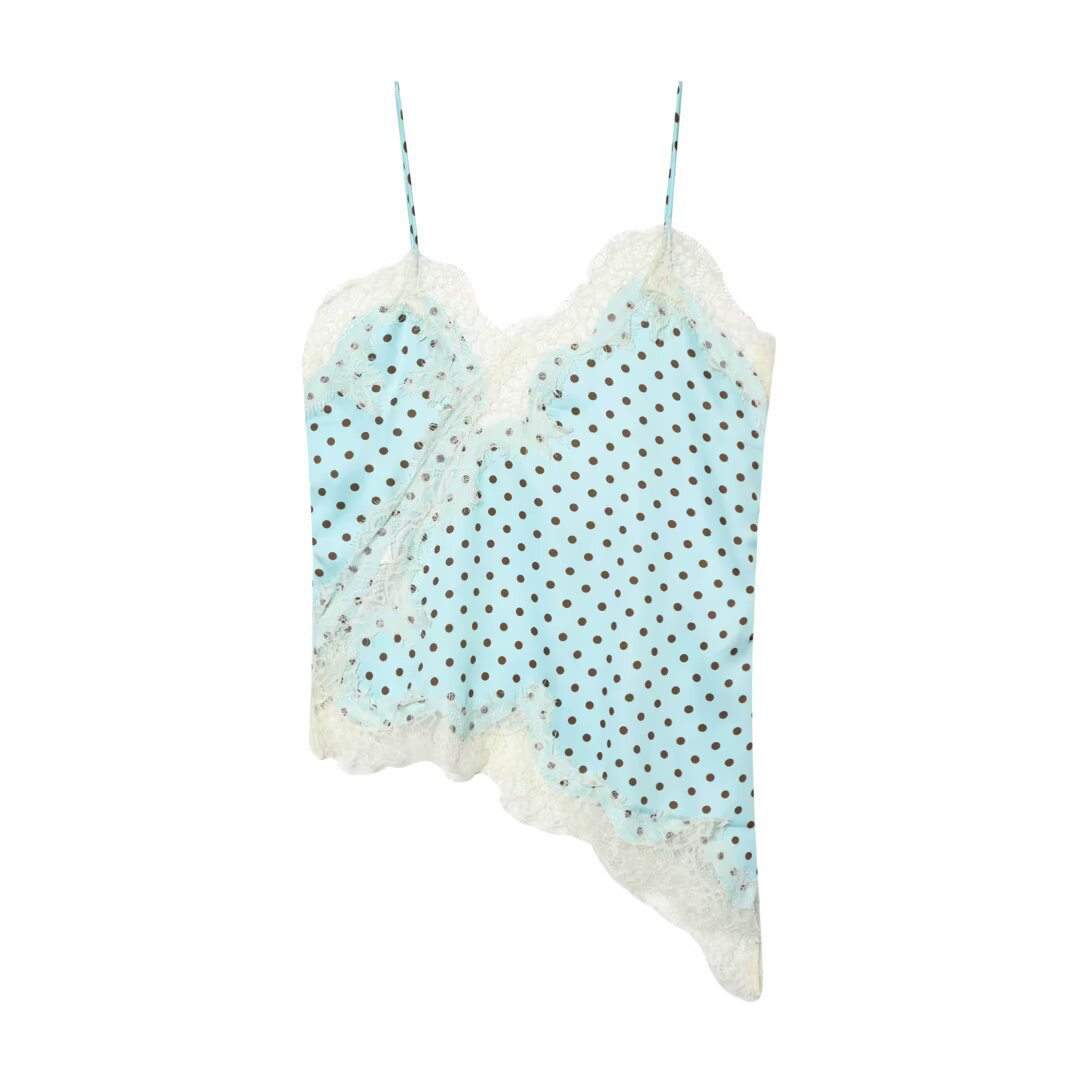Damen-Spitzen-Camisole mit asymmetrischem Schnitt und eleganten Punkten Echo Archiv
