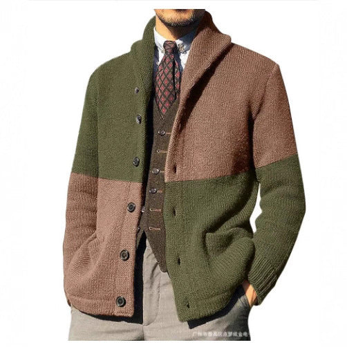 Herren Strickjacke mit modernem Schalkragen und durchgehendem Knopfverschluss Echoarchiv