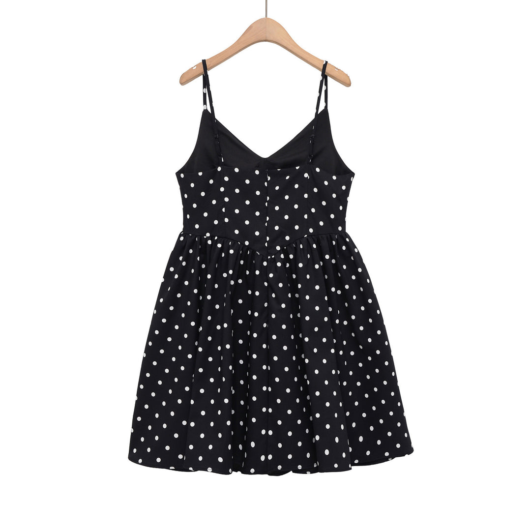Damen Sommerliches Spaghettiträgerkleid mit verspieltem Punkte-Design und fließendem Schnitt Echo Archiv