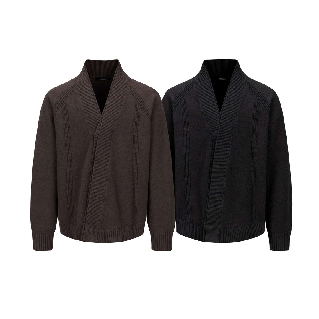 Herren Grobstrick-Cardigan mit Schalkragen und Rippenbündchen Echoarchiv