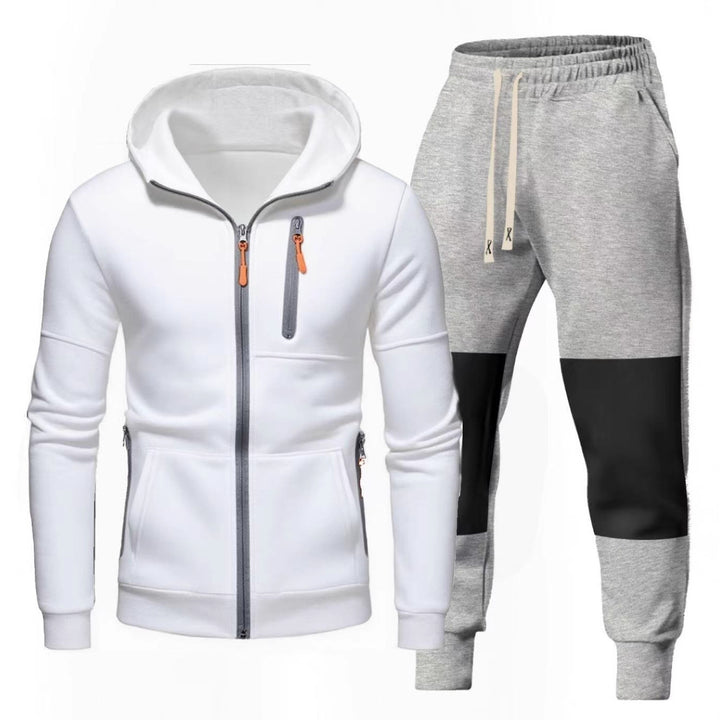 Herren Sportliches Hoodie- und Jogginghose-Set mit Funktionalen Reißverschlusstaschen Echoarchiv