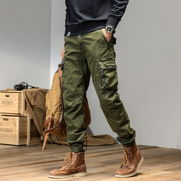 Herren Konisch zulaufende Cargohose mit Multifunktions‑Taschen und verstellbarem Saum Echoarchiv