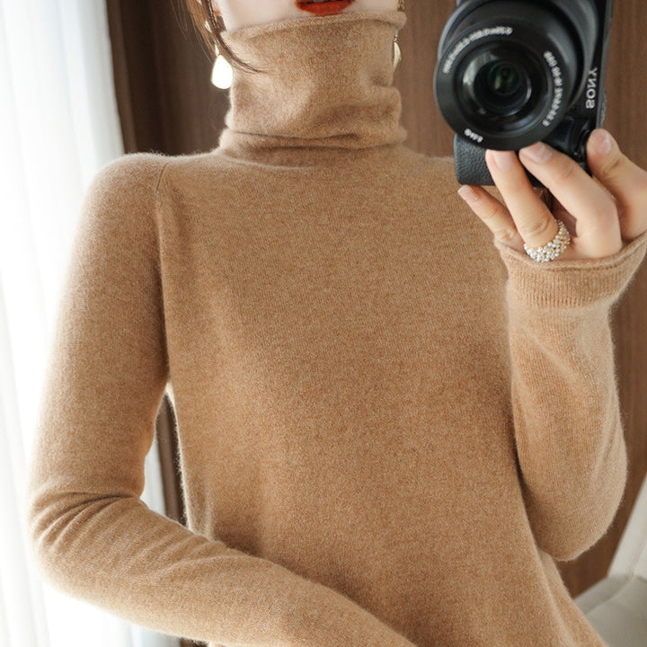 Damen Weicher Rollkragenpullover aus Kaschmir‑Look mit Daumenloch und figurbetonter Silhouette Echoarchiv