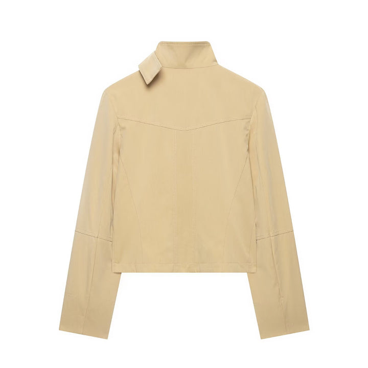 Damen Kurzer doppeltreihiger Utility-Blouson mit hohem Stehkragen und aufgesetzten Klappentaschen Echo Archiv