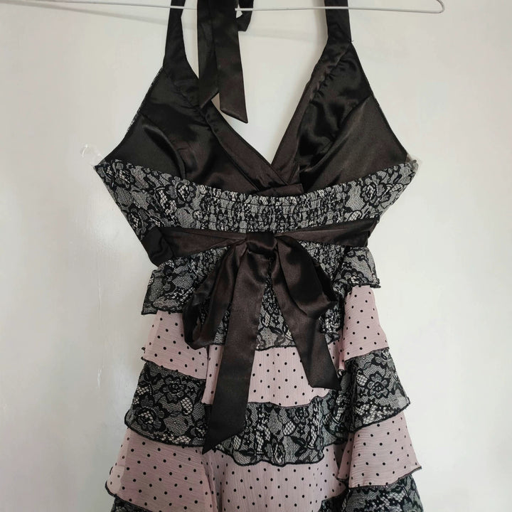 Damen Rüschen Kleid mit Spitzenoberteil Echo Archiv