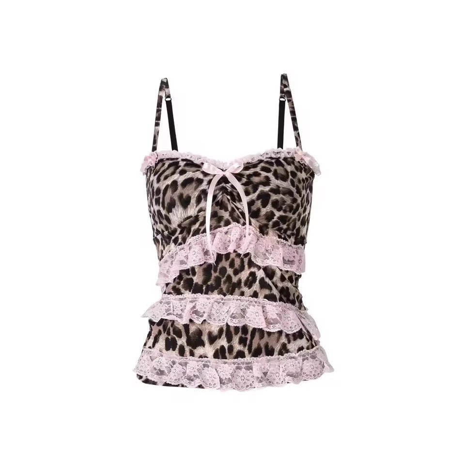 Damen Rüschen Top mit Leopardenmuster Echo Archiv