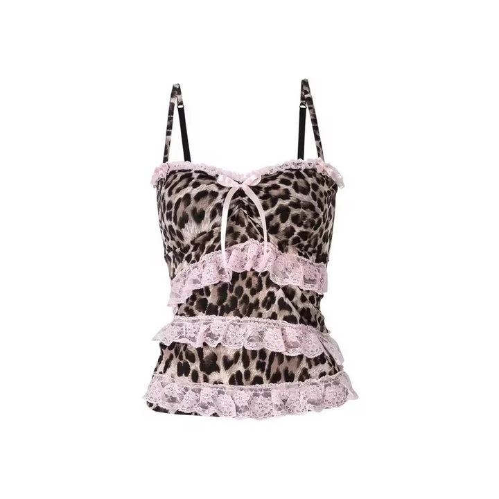 Damen Rüschen Top mit Leopardenmuster Echo Archiv