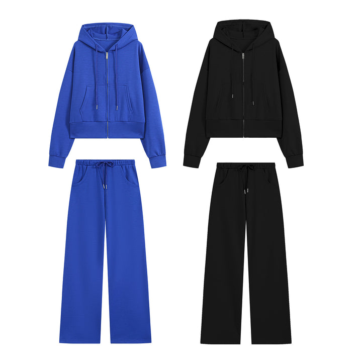 Damen Cropped Zip‑Hoodie mit Kapuze, Kängurutasche und tailliertem Saum Echo Archiv