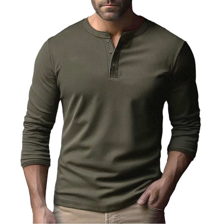 Herren Langarm-Henley-Shirt aus atmungsaktivem Baumwollmix Echoarchiv