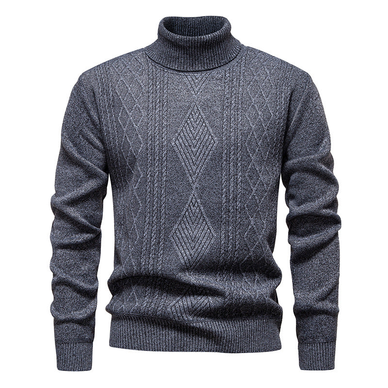 Herren nan Feinstrick-Rollkragenpullover mit strukturierter Zopfmuster-Struktur und körpernahem Schnitt Echo Archiv