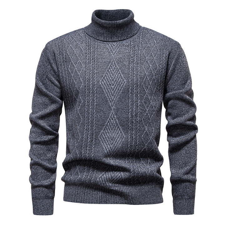 Herren nan Feinstrick-Rollkragenpullover mit strukturierter Zopfmuster-Struktur und körpernahem Schnitt Echo Archiv