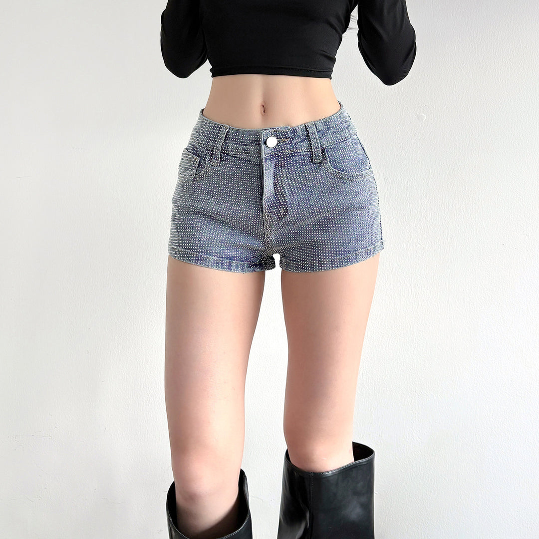 Damen Glitzernde Denim-Shorts mit funkelnden Akzenten Echo Archiv