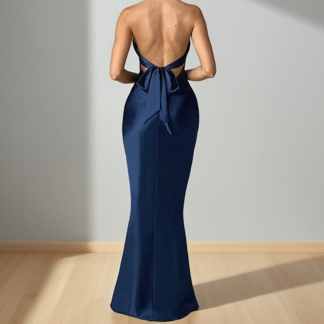 Damen Elegantes Abendkleid mit schulterfreiem Halterneck-Design und figurformendem Schnitt – Élara