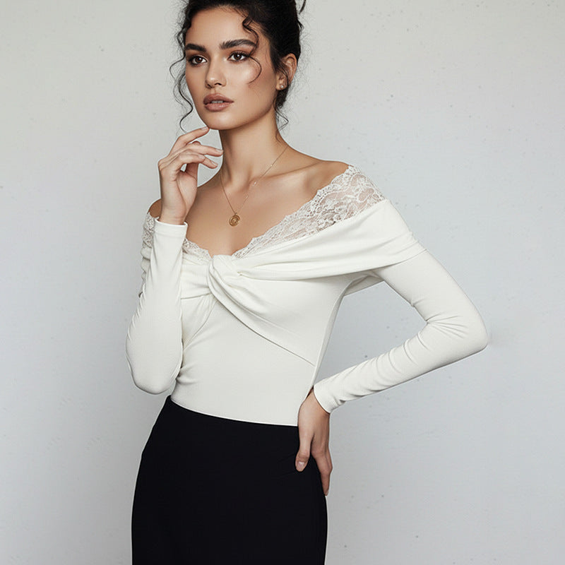 Damen Eleganter Body mit Spitzenkragen Echo Archiv