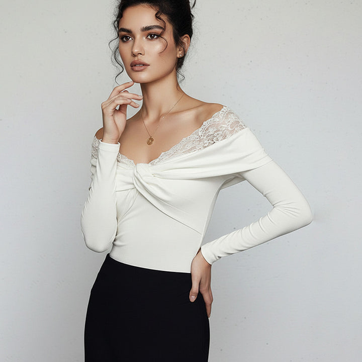 Damen Eleganter Body mit Spitzenkragen Echo Archiv