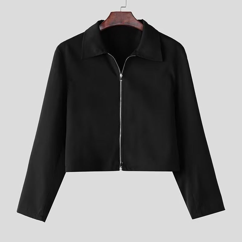 Damen Cropped Jacke mit Hemdkragen und durchgehendem Reißverschluss Echoarchiv