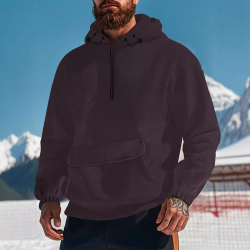 Herren Fleece-Hoodie mit hochschließendem Kragen und praktischer Kängurutasche Echoarchiv