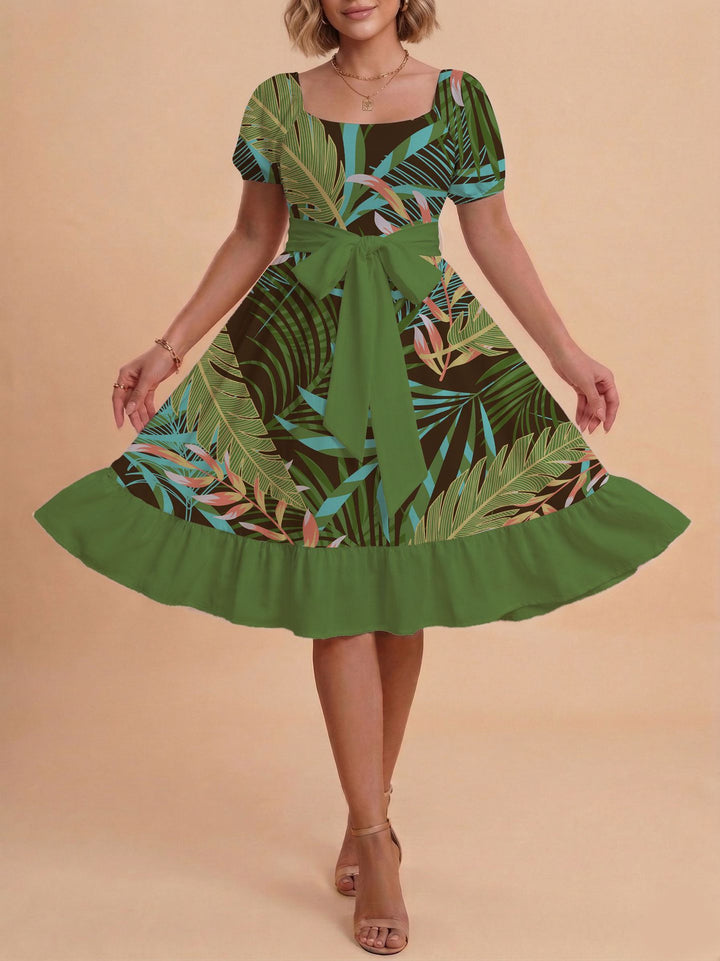 Damen Verspieltes Maxikleid mit Bärenmuster und taillierbarem Band Echo Archiv