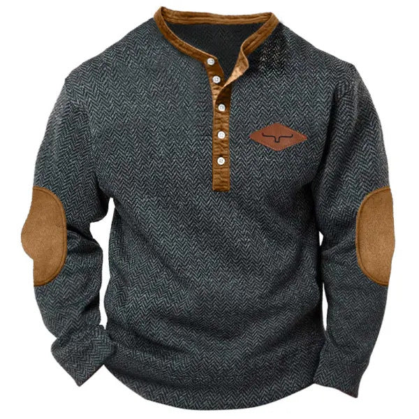 Herren vielseitiger Baumwollpullover mit strukturiertem Kragen Echoarchiv