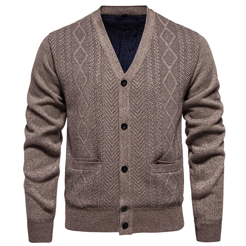 Herren klassische Strickjacke mit strukturiertem Design und praktischen Taschen Echoarchiv
