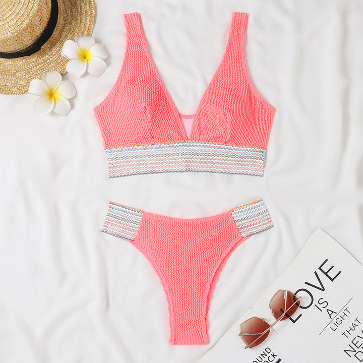 Damen Bikini-Set mit modernem V-Ausschnitt und strukturiertem Material Echo Archiv